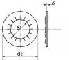 Rondelles éventail JZC / Serrated lock washers intrnal teeth raised type JZC