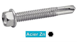 Acton - Vis autoperceuse (autoforeuse) tête hexagonle Acier Zingué foret long