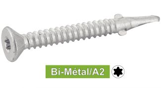 VIS AUTOPERCEUSES (autoforeuse) A AILETTES TETE FRAISEE CRANTEE SIX LOBES POINTE 3 BI-METAL / A2